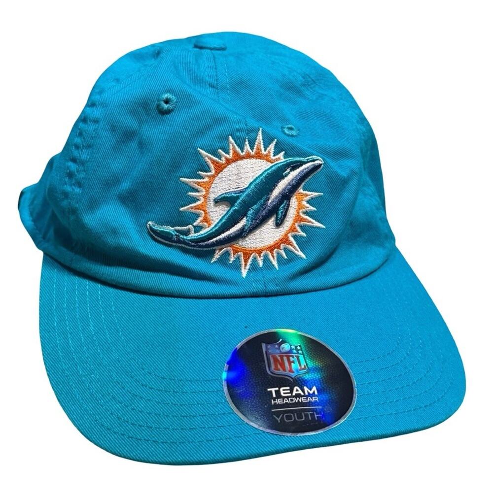 Miami Dolphins NFL Youth Teal Adjustable Hat Cap Team Apparel w/ Stickers